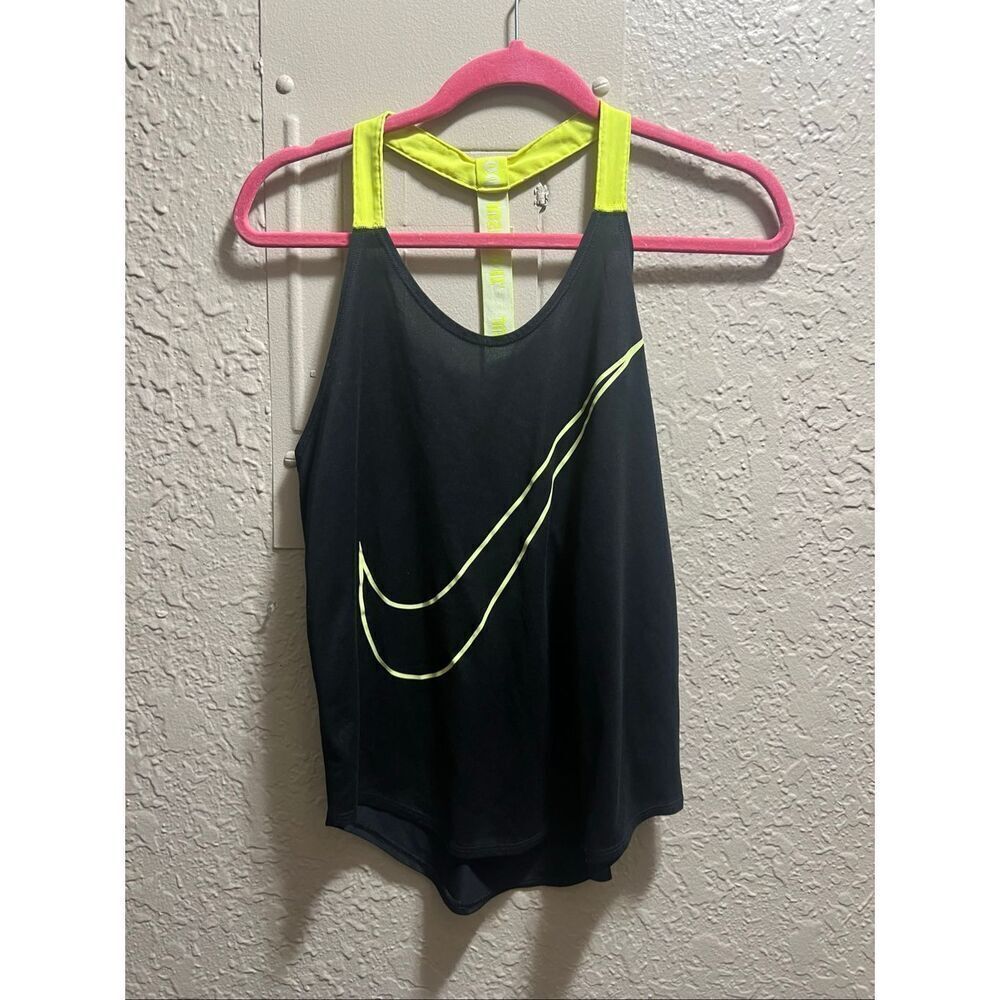 Nike Black With Yellow Racer Back Tank Top Woman’s Size Small